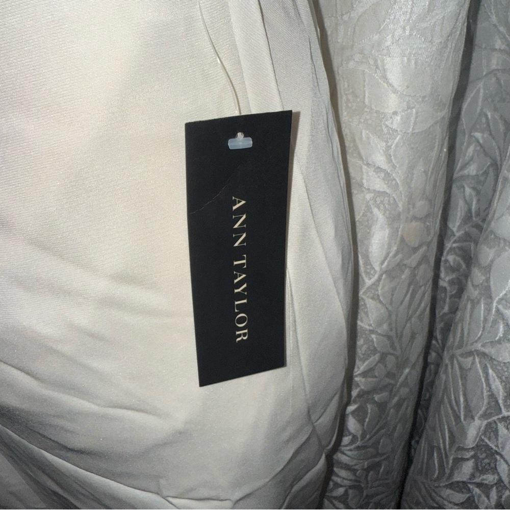Ann Taylor ivory white and silver straps size 0 NWT bridal prom wedding dress - Picture 15 of 16
